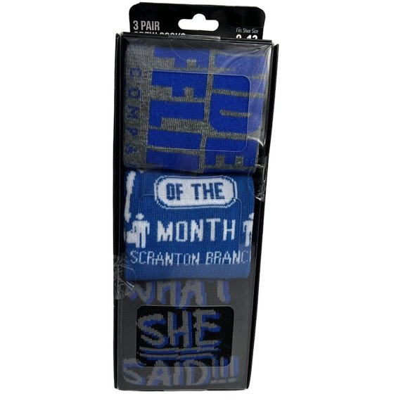 The Office Men's Crew Socks 3 Pack Shoe Size 8-12 Dunder Mifflin Paper Bioworld - Picture 1 of 12